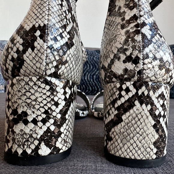 Animal Print Ankle Strap Sandals | Low Block Heel | Snake Print Detail - Picture 5 of 6
